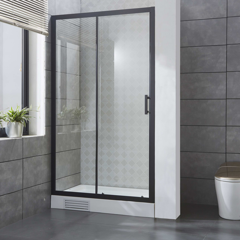 Matte Black 6MM Tempered Glass Shower Door Shower Enclosure with Nano Glass And Anti-exploding Protected Film