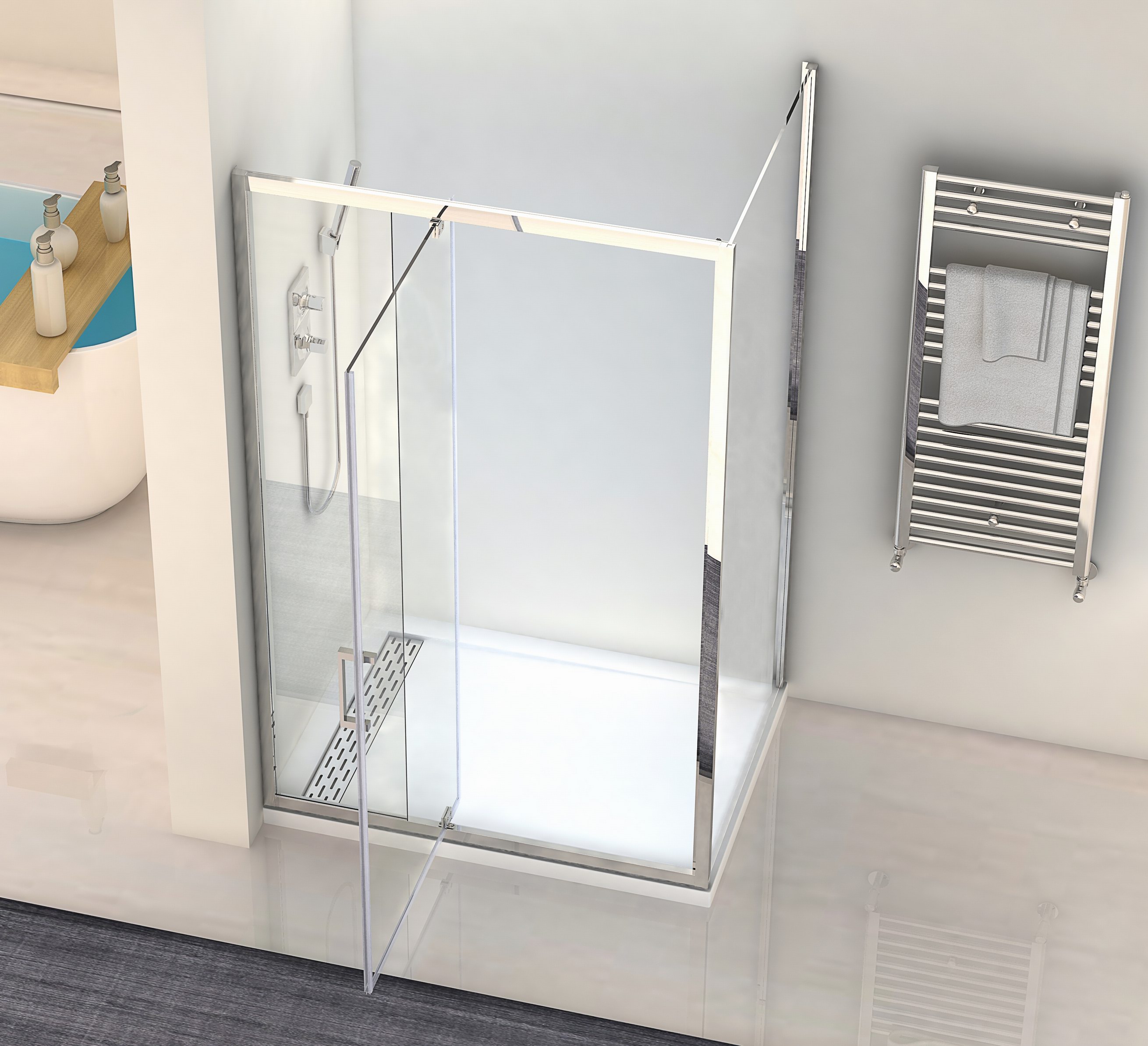 6MM Matt Black Pivot Glass Shower Door Bathroom Shower Enclosure Shower Room