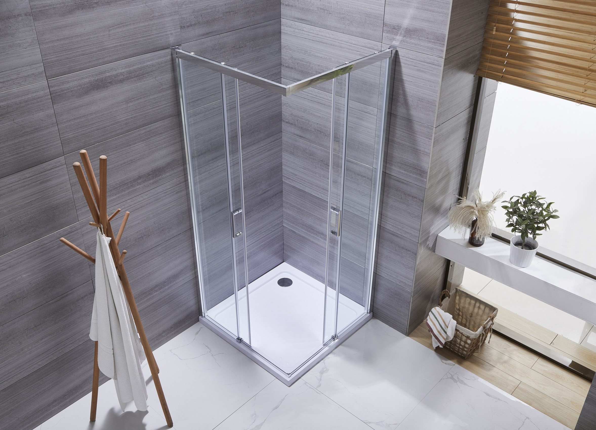 Square Shape Slim Economic Tempered Glass Shower Door Enclosure Shower Room with 2 Sliding Door