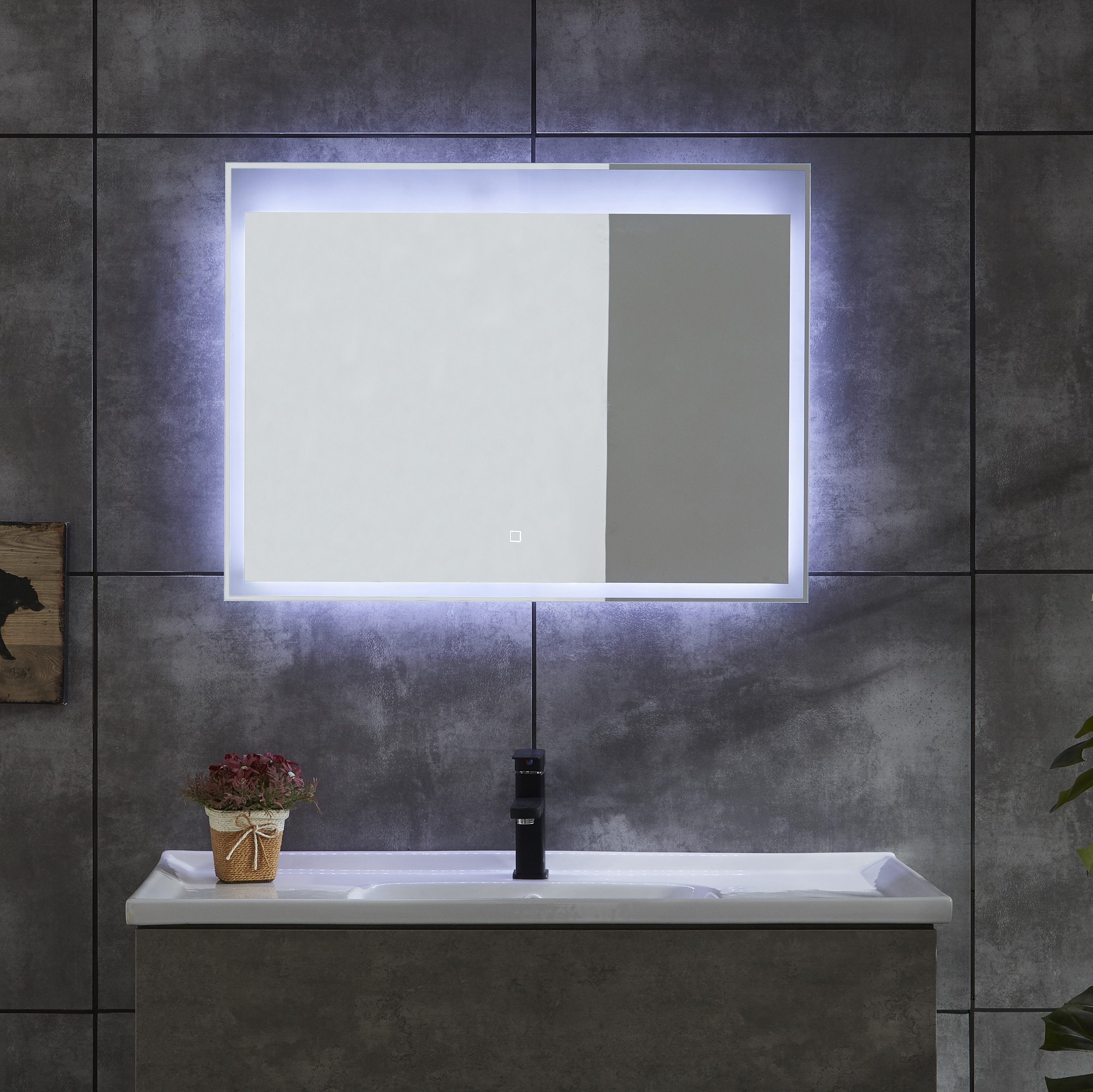 CE IP44 New Style 4 Sides Frame Illuminated LED Bathroom Mirror 