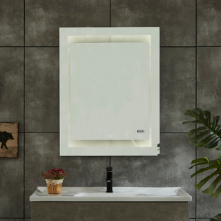 CE IP44 New Style 4 Sides Frame Illuminated LED Bathroom Mirror with Clock