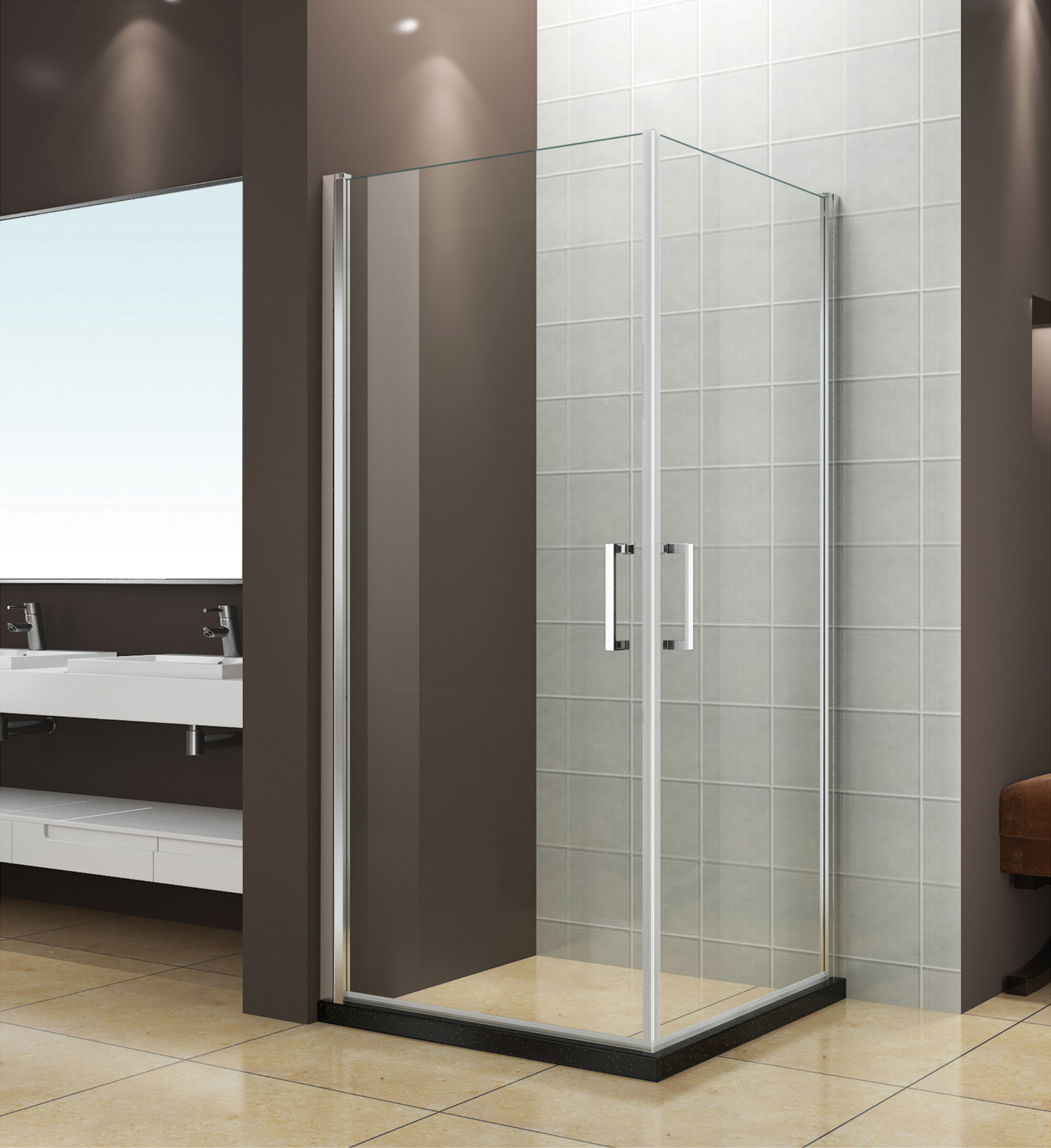 10mm Thickness Tempered Glass Frameless 2 Sided 3 Panel Sliding Shower Enclosure Shower Door