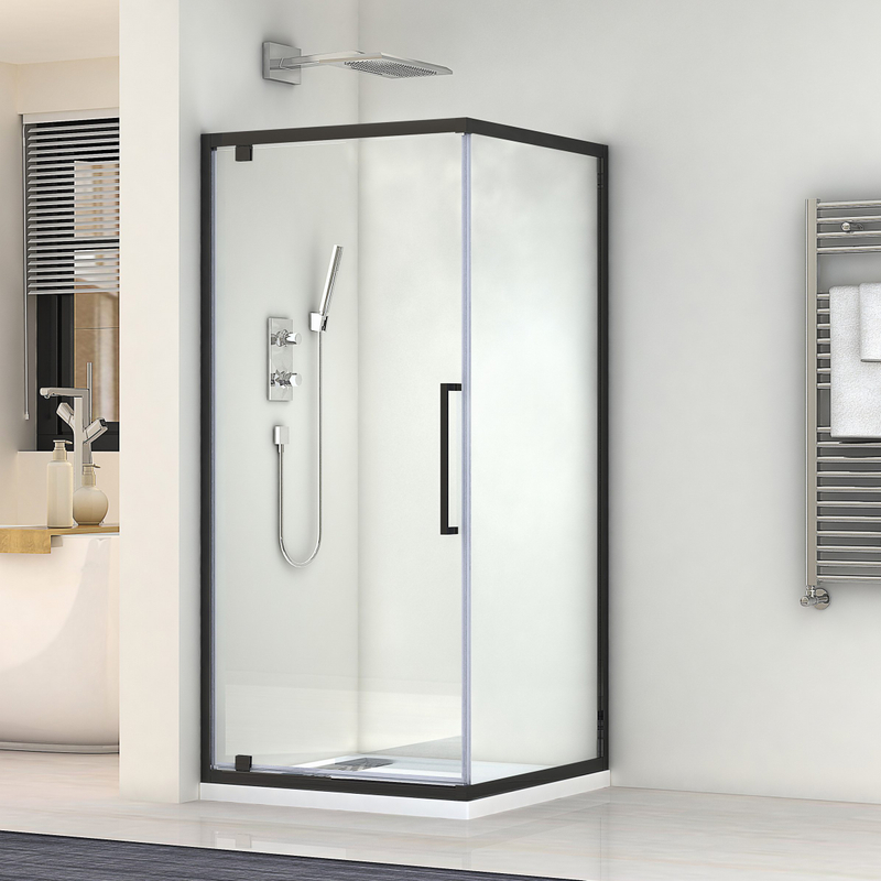 6MM Matt Black Pivot Glass Shower Door Bathroom Shower Enclosure Shower Room