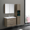 Wall Mounted Bathroom Cabinet Wood Color With 2 Doors and Side Cabinet