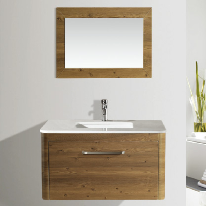 Wall Mounted Bathroom Cabinet Wood Color With One Drawer