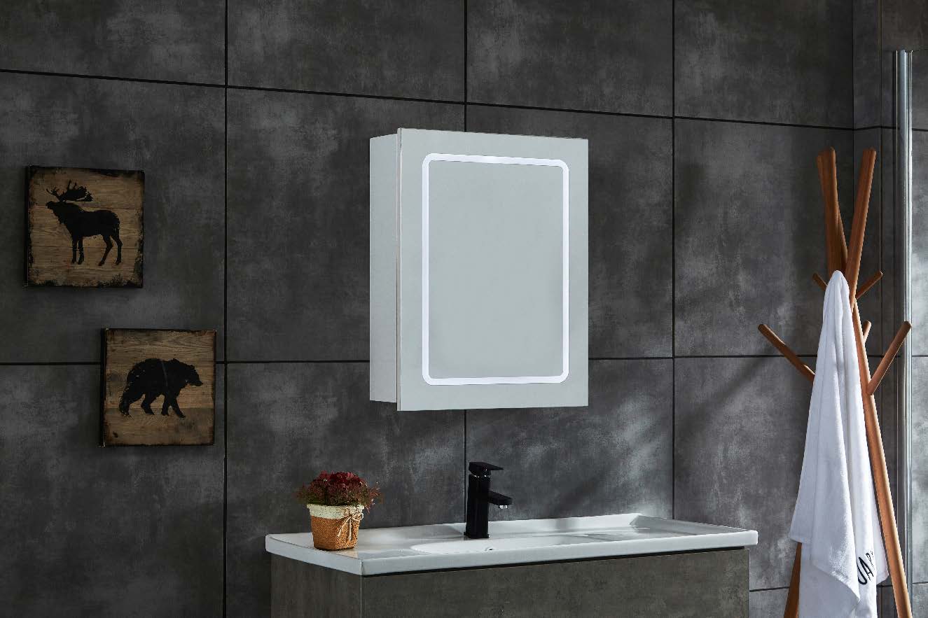Vertical LED Mirror Cabinet Copper-free Bathroom Wall Mounted
