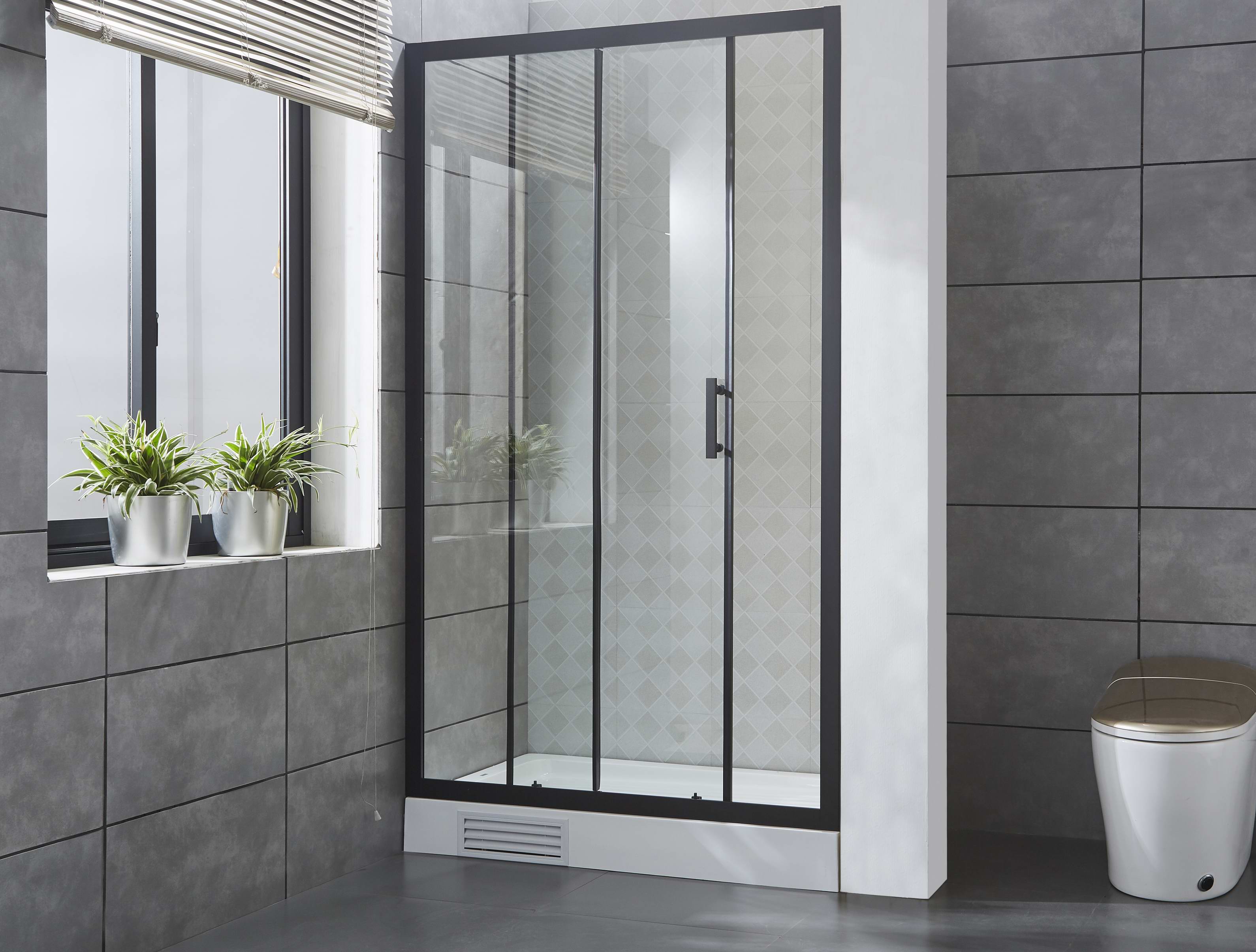 Matte Black 6MM Tempered Glass Shower Door Shower Enclosure with Nano