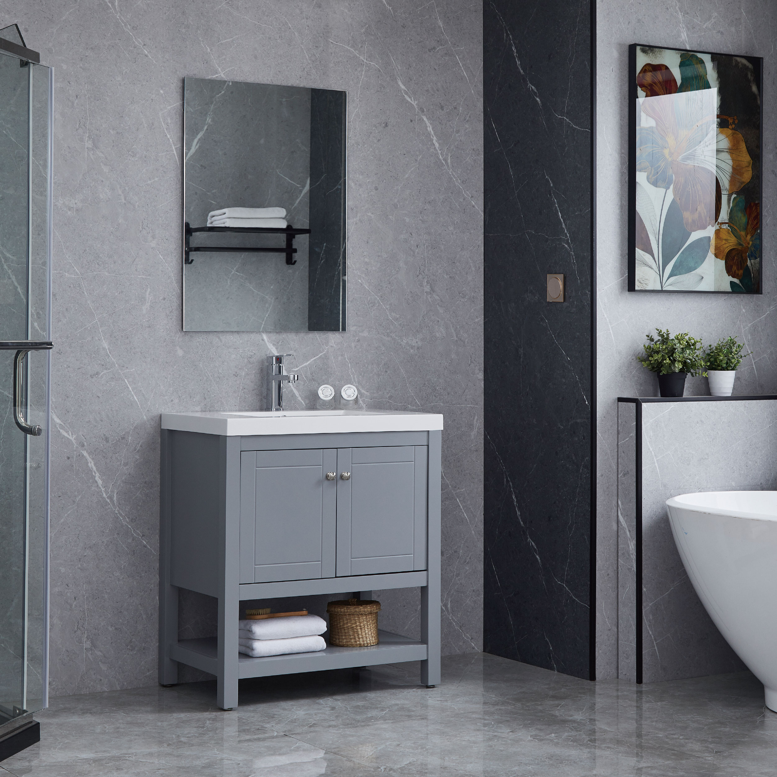 Grey Bathroom Cabinets Small Vanity