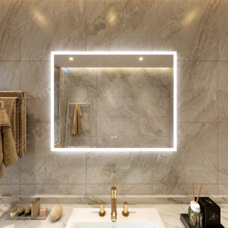 LED Mirror With Lights Rectangle Mirror Bathroom Wall Super White Light