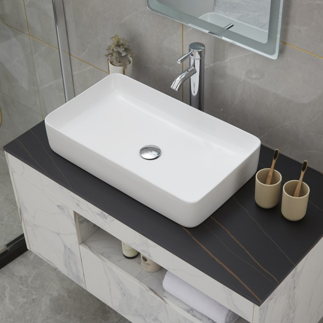 good price square bathroom Ceramic Basin with Hole