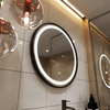 LED Mirror With Lights Round With Black Iron Frame