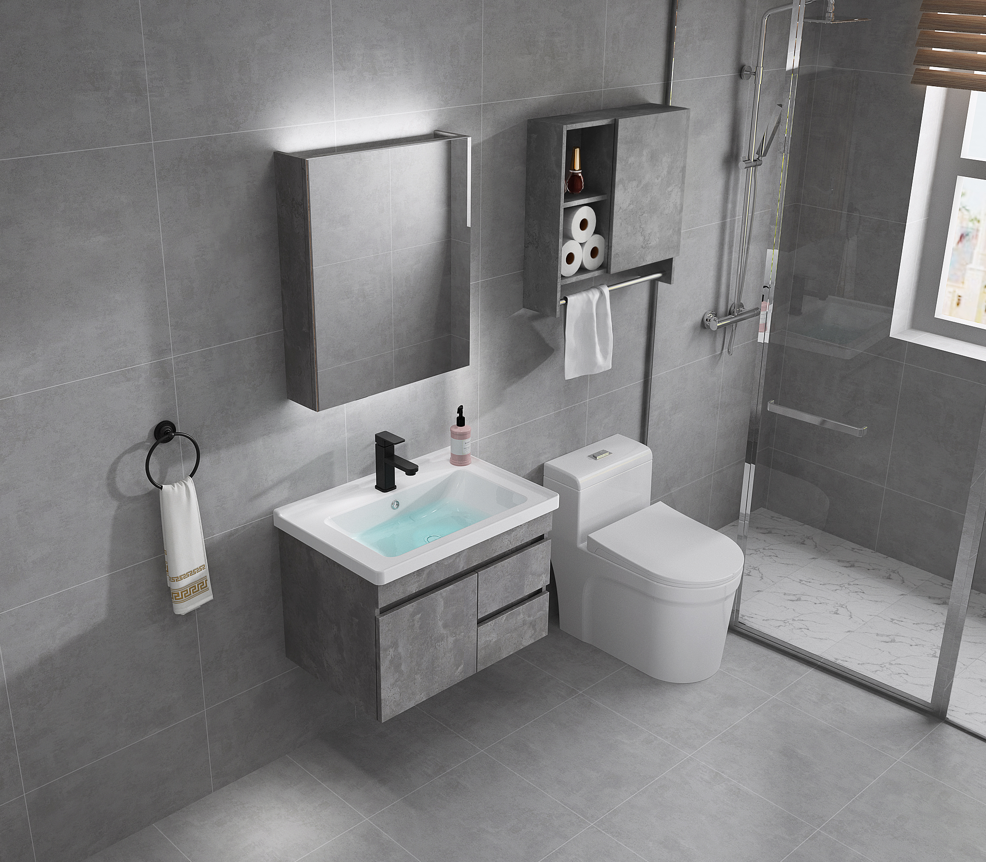 Customized Popular Wall Mounted Modern Bathroom Vanity