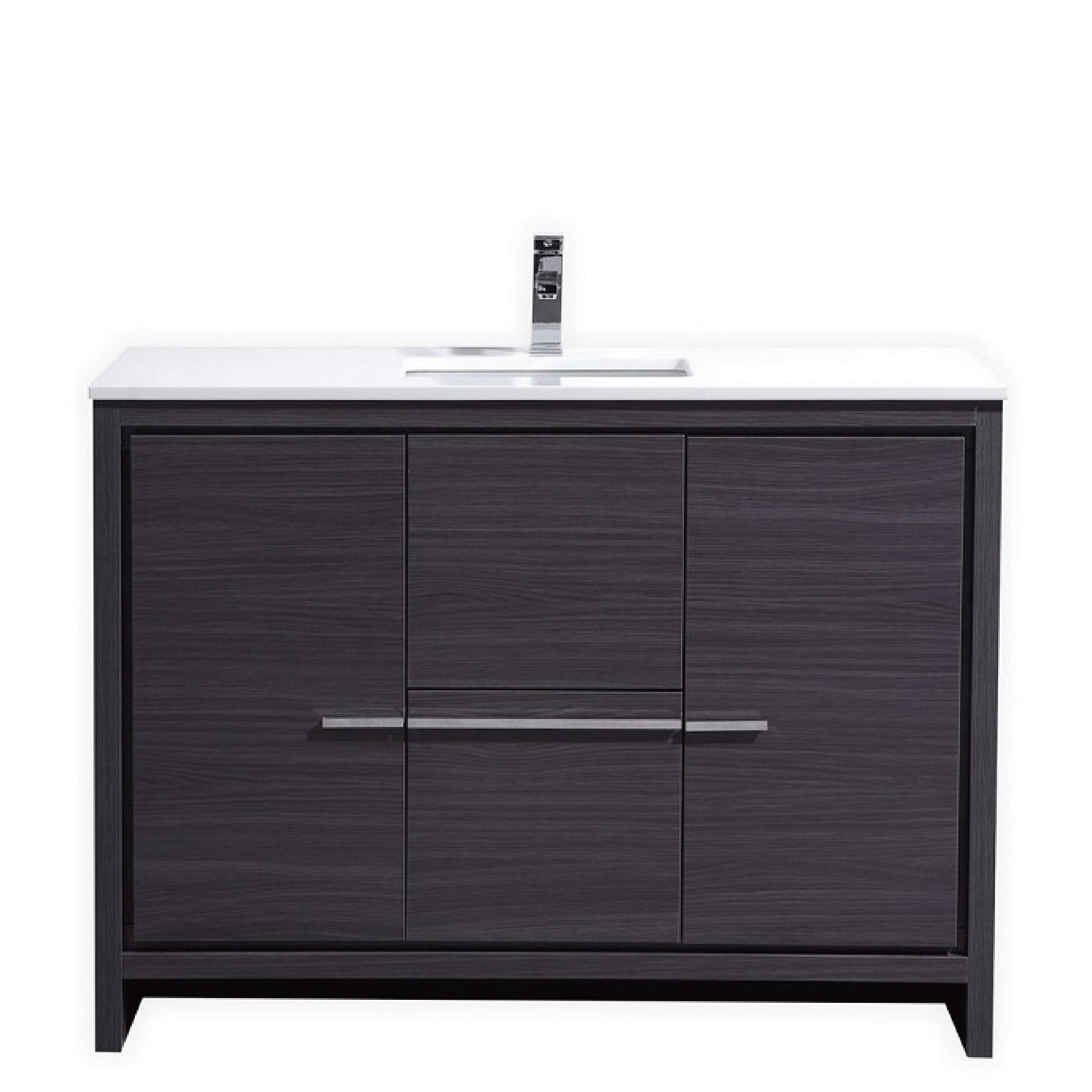 120CM Modern Floor Standing Bathroom Cabinet Furniture Lacquer Finish White And Walnut Color With Two Doors And Two Drawers