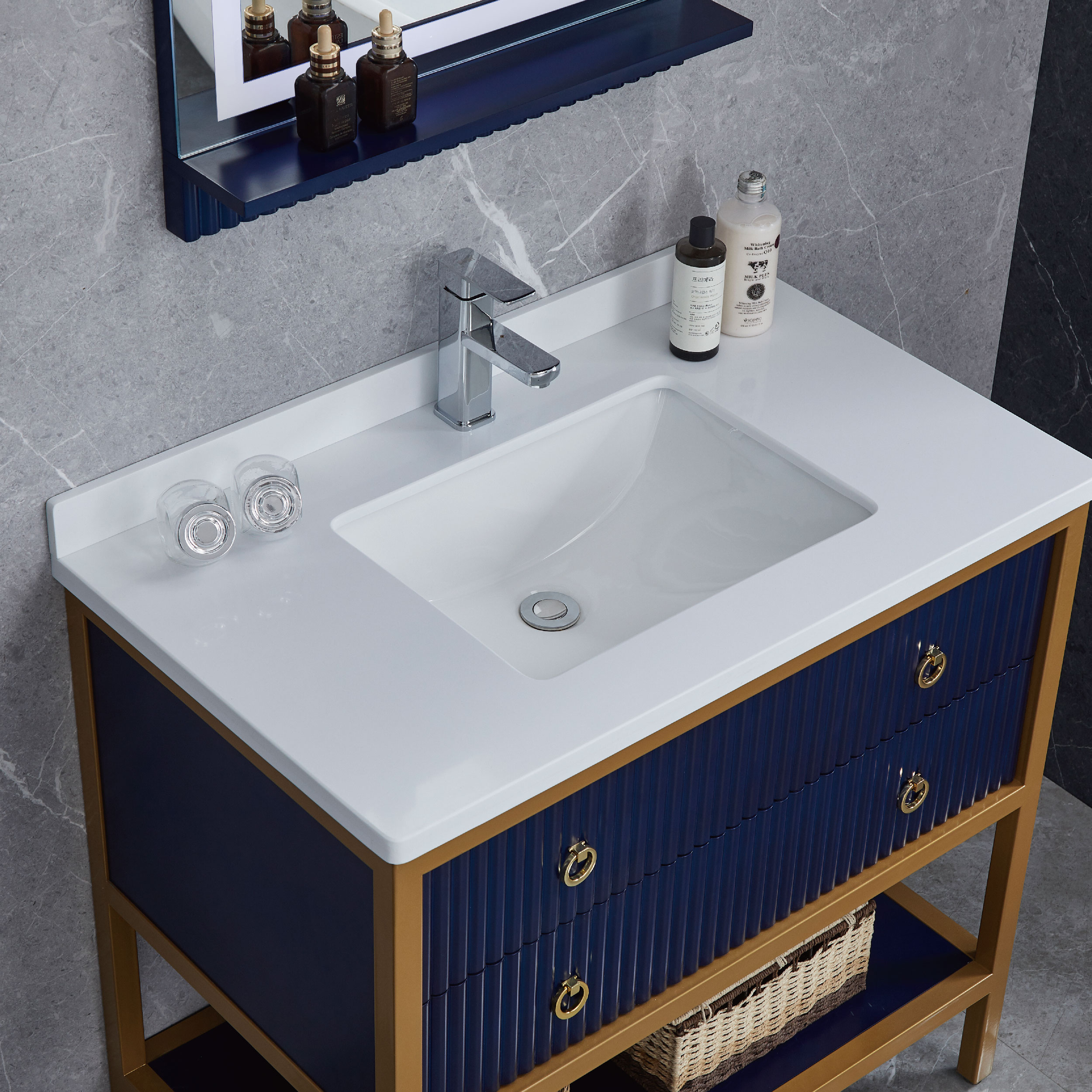 Navy Blue Bathroom Cabinets Floor Vanity